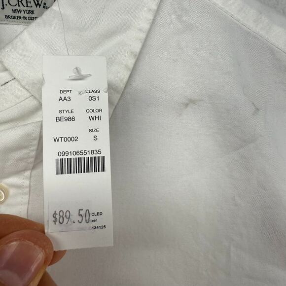 J Crew Oxford Shirt Mens Small White Classic New York Broken In Thick Preppy NEW - Picture 8 of 11